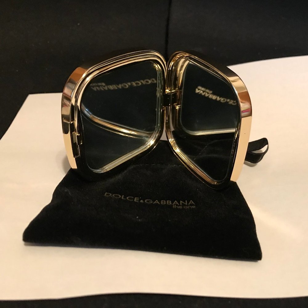 Dolce & Gabbana Purse/Travel Mirror Black and Gold Compact
